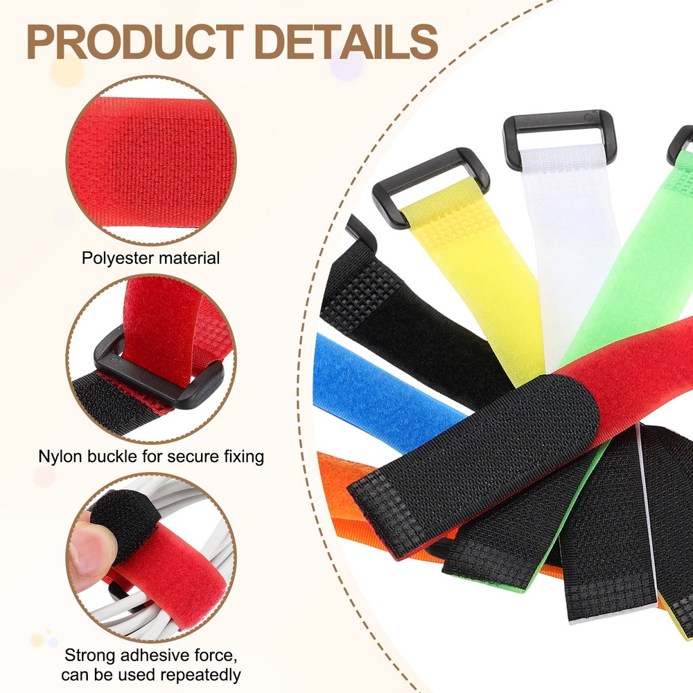 10pcs Reusable Cinch Straps 0.8"x18" Hook and Loop Cable Securing Straps, Red