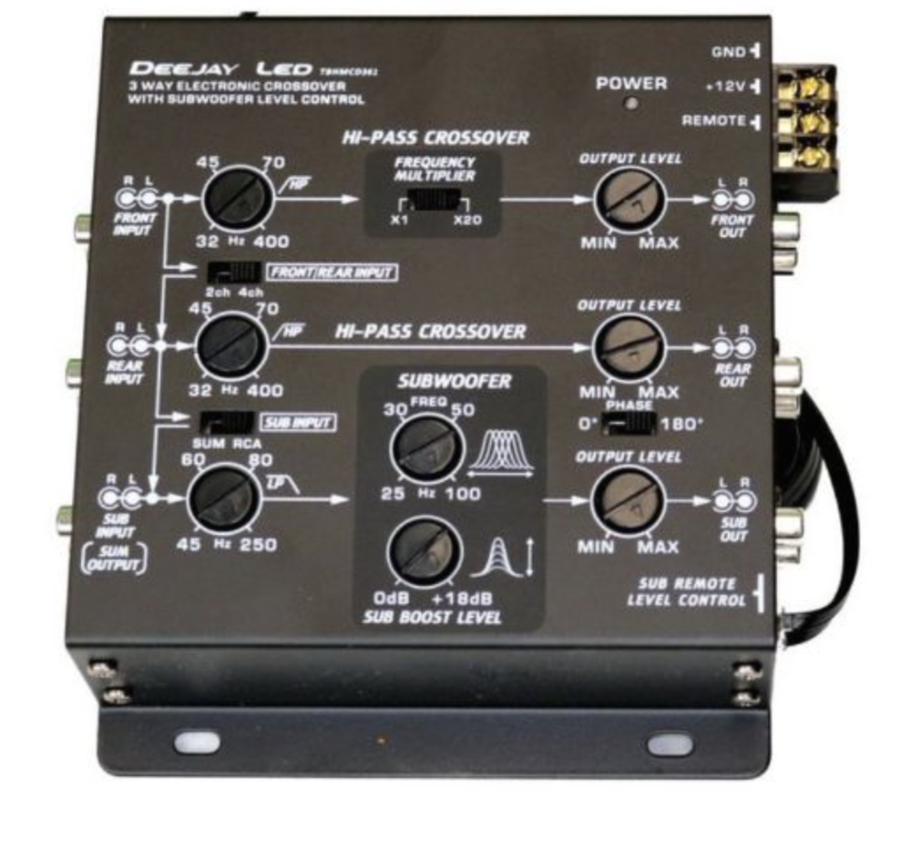 DEEJAY LED TBHMCD361 VEHICLE MULTI-AMPLIFIER CROSSOVER WITH RCA INPUTS AND OUTPU