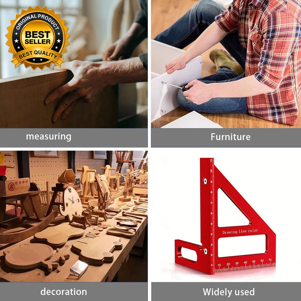 3D Multi-Angle Measuring Ruler, Miter Triangle Ruler High Precision Layout Measu
