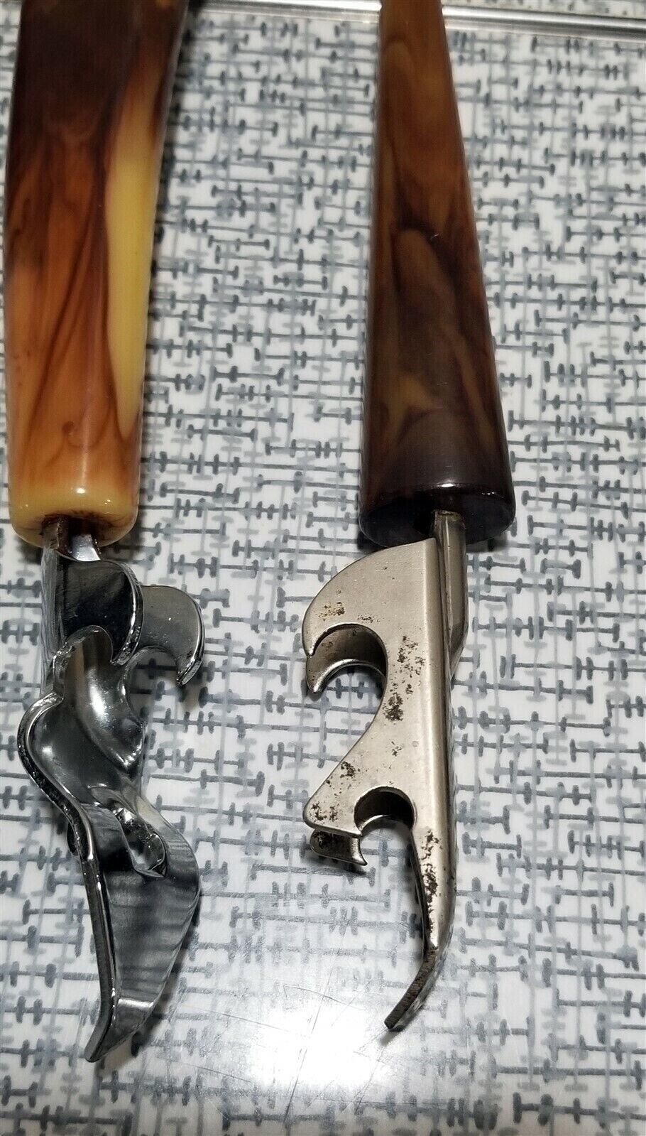 Vintage SET of 6 Barware UTENSILS Bar Tools Marbled BAKELITE HANDLES Sheffield