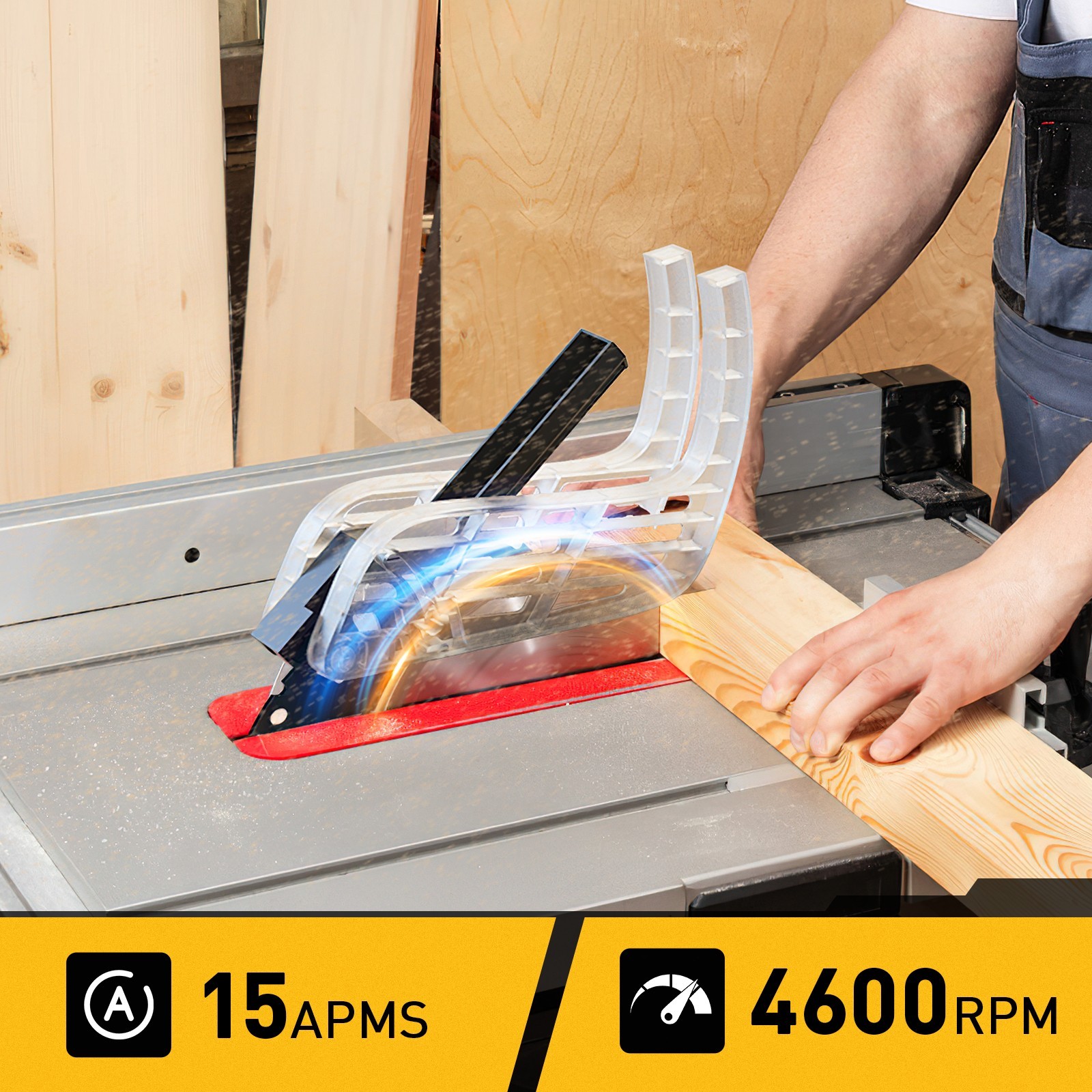 MarvTool 10 inch 15Amp Table Saw 45&90 Degree Cutting Range Lightweight Portable