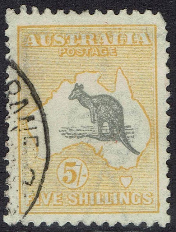 AUSTRALIA 1915 KANGAROO 5/- 3RD WMK USED