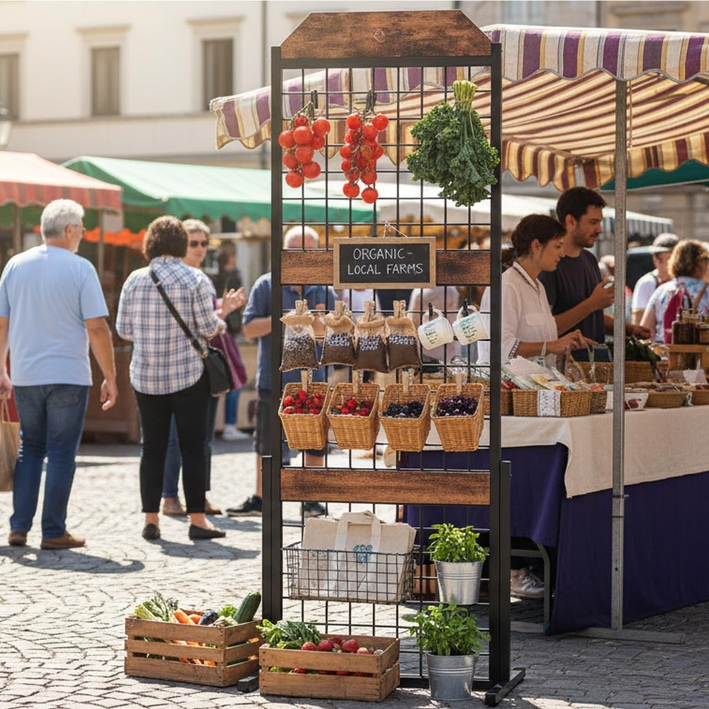 Grid Wall Panel 1.7' x 5.6' Ft Grid Display Rack, Gridwall Panel Display Stan...