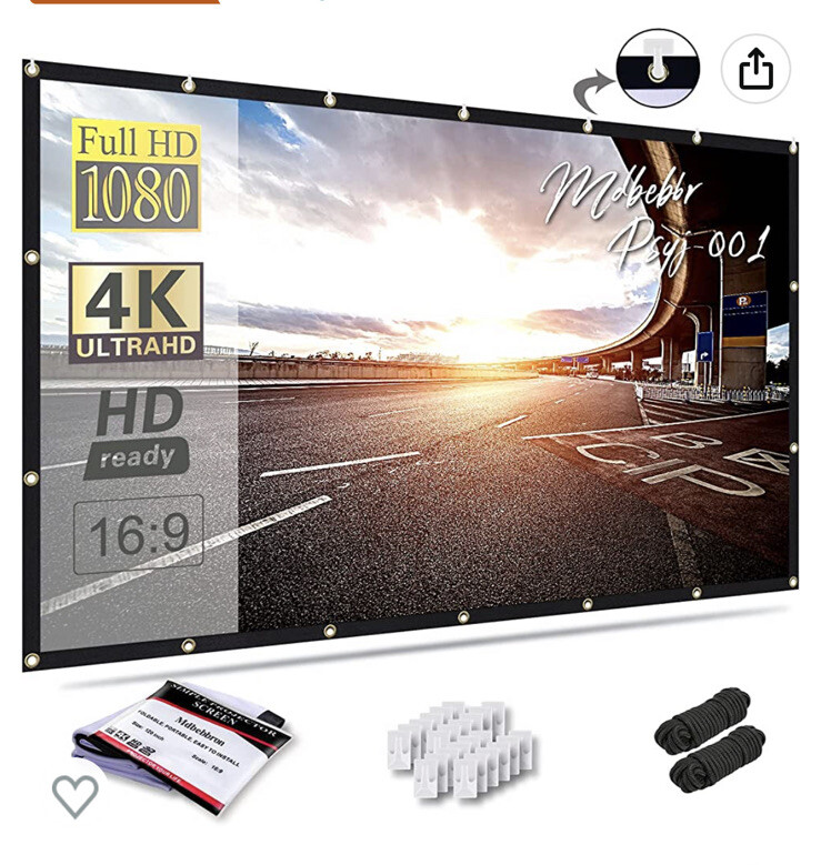 120 inch Projection Screen 16:9 Foldable AntiCrease Portable Projector Mdbebbron