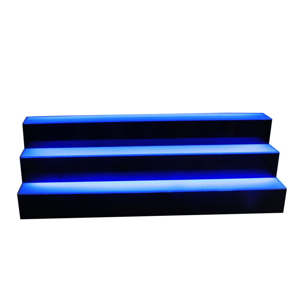 3 Step Tier LED Lighted Shelves Illuminated Liquor Bottle Bar Display Stand