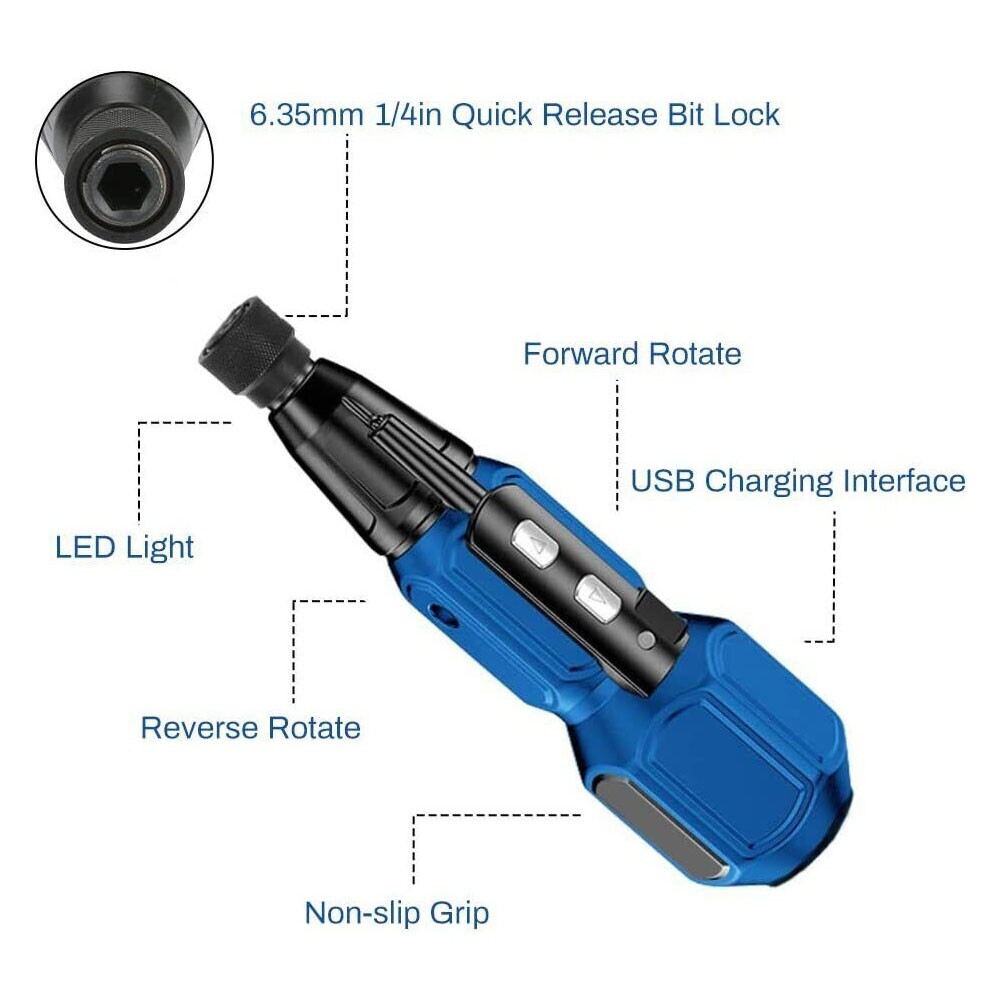 Rechargeable Cordless Electric Screwdriver Set LEDLight Mini Power Tool + BitsUK
