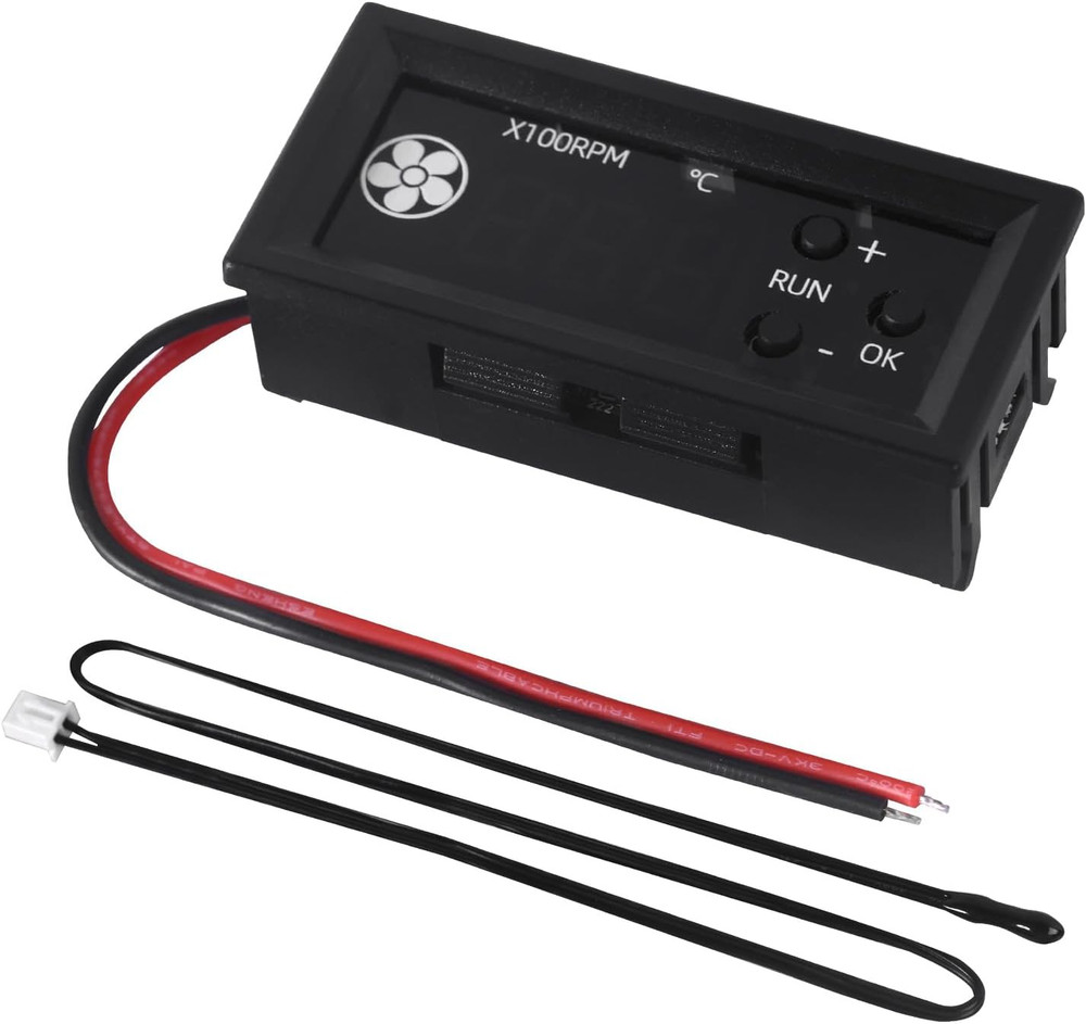 4-Wire PWM Fan Temperature Controller (12V 3A) Fan Speed Controller with 1 Black