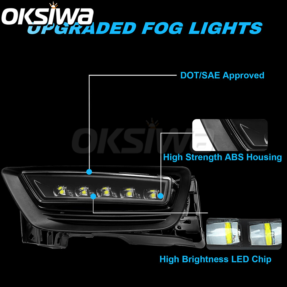 LED Fog Lights For 2013 2014 2015 Honda Accord 4DR Sedan Clear Lens Bumper Lamps
