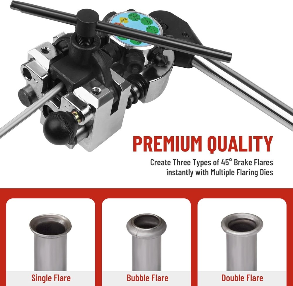 Professional Brake Line Flaring Tool 45 Degree Set-Single, Bubble, Double Flares