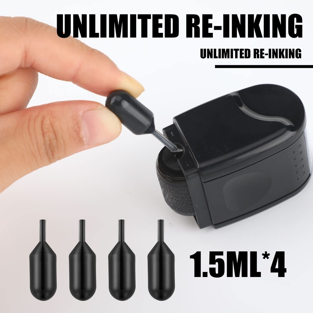 2-Pack Identity Protection Roller Stamp & 4 Refill Ink for Confidential Security