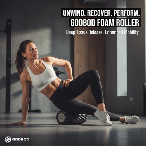 Strong Foam Roller - Deep Tissue Medium Density Muscle Massager with Black