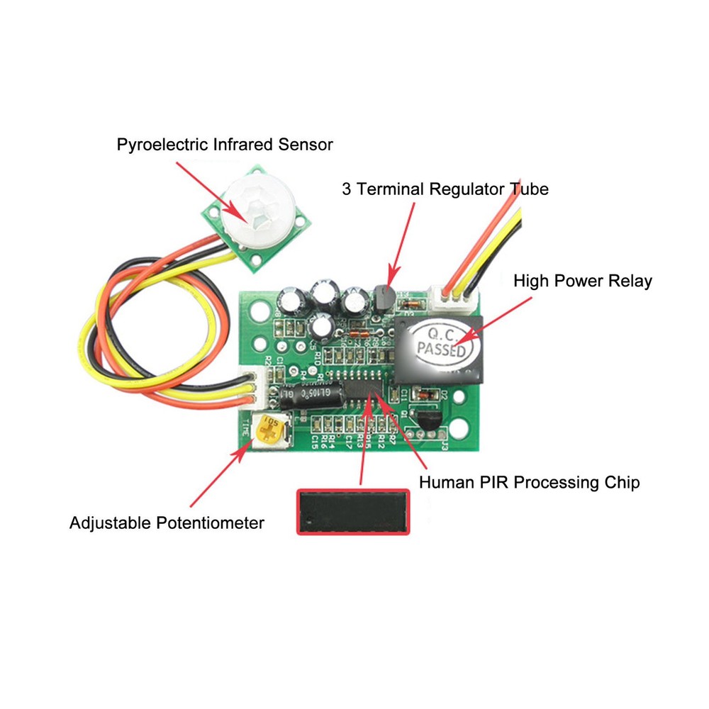 DC 12V PIR Human Motion Sensor Module Relay Output Split Type Infrared Sensing
