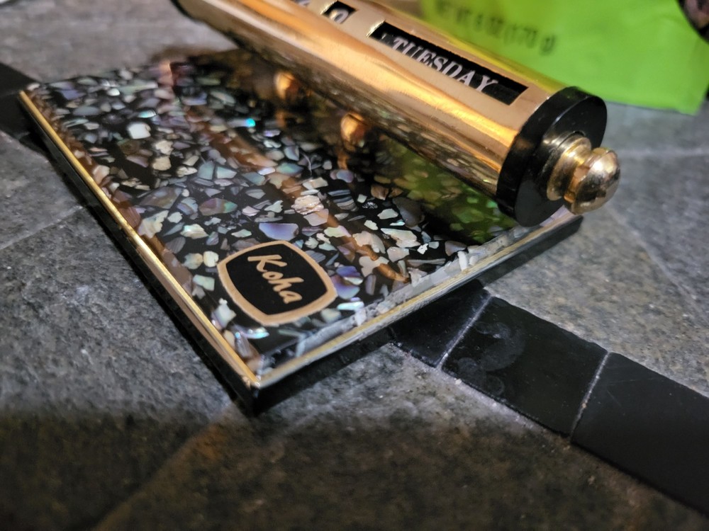 Vintage Rolling Desktop Calendar With Paua Shell