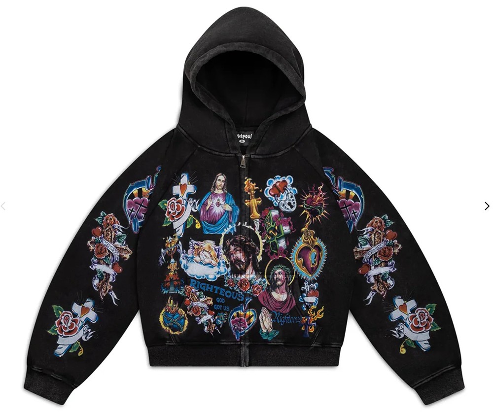 Righteous Risen King Zip Up Hoodie (Black)