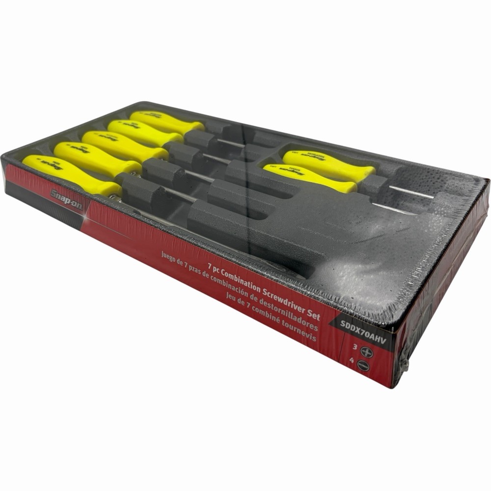 Snap On Tools High Vis Yellow Hard Handle Combination Screwdriver Set SDDX70AHV
