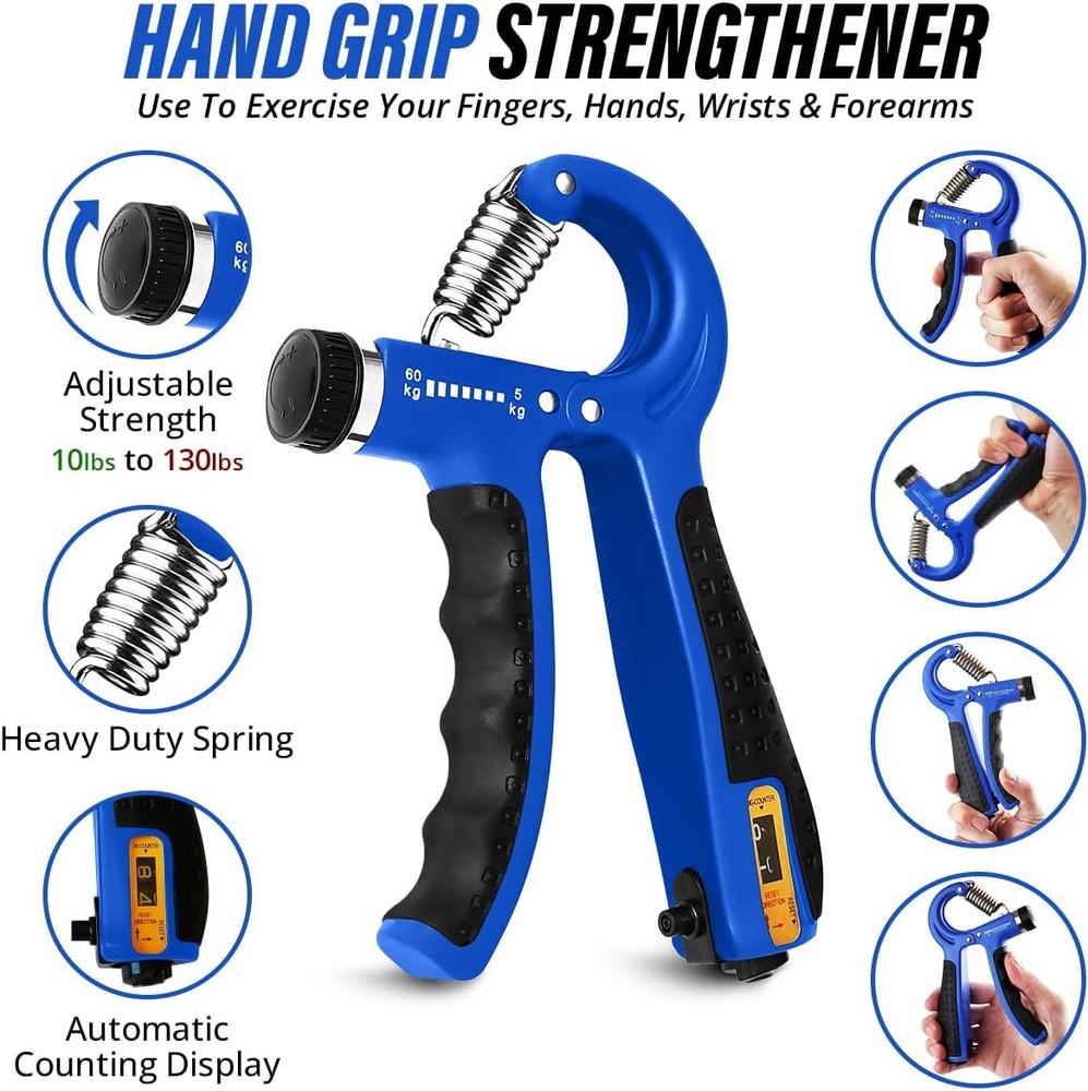 Grip Strength Trainer Kit with Finger Exerciser, Stretcher, Forearm...