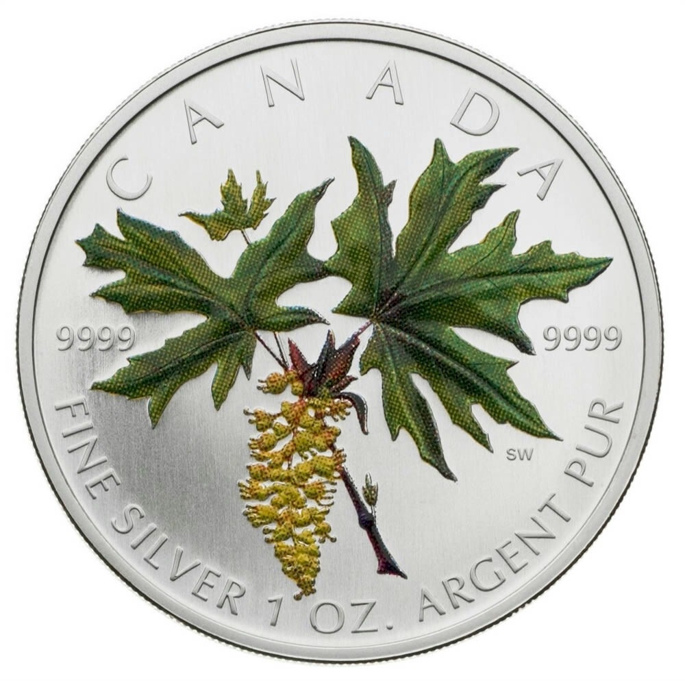 2005 Canada $5 Coloured Silver Maple Leaf
