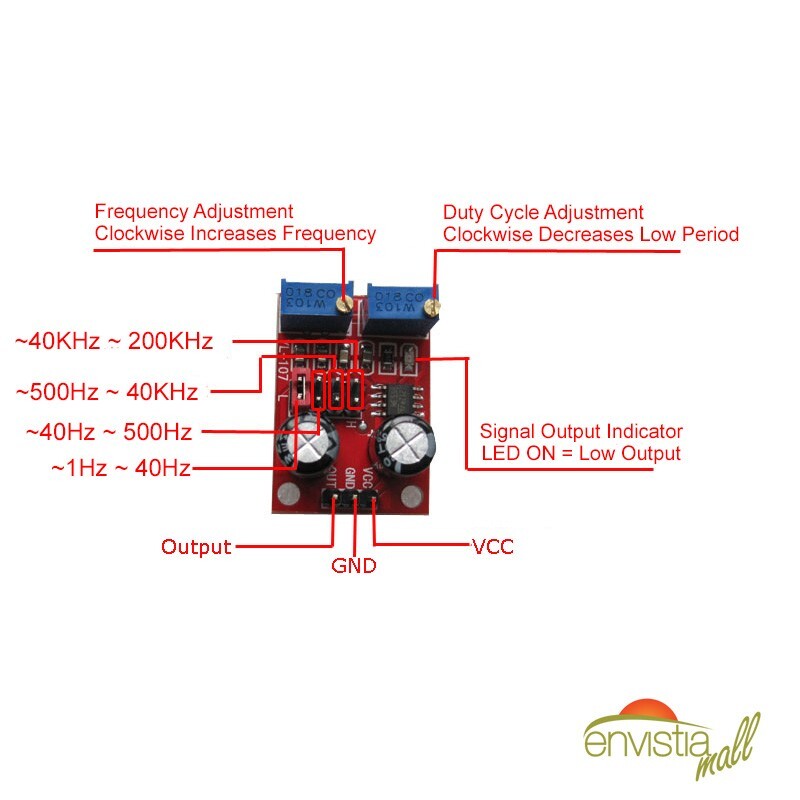 2Pcs NE555 Duty Cycle Pulse Frequency Adjustable Square Wave Generator Module 2X