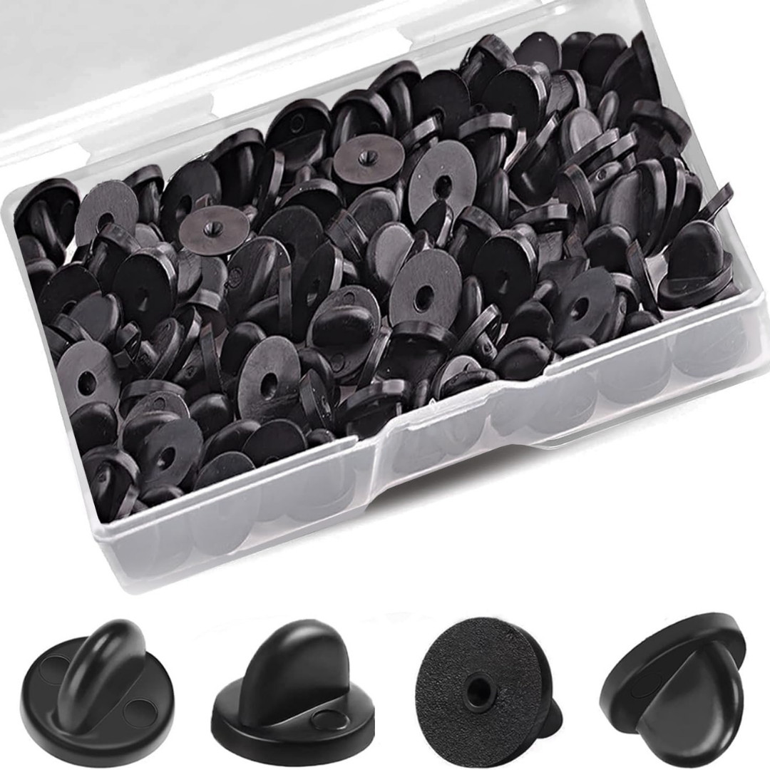 100 Pcs PVC Rubber Pin Backs Butterfly Clutch Backings Holder Tie Tacks Keepers,