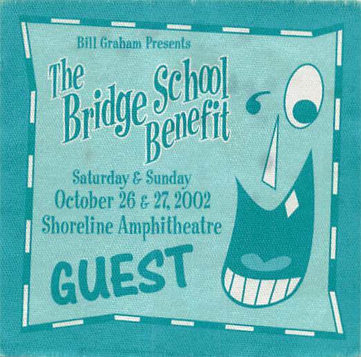 16th Annual Bridge School Benefit Backstage Pass Mountain View 2002 Green Gue...