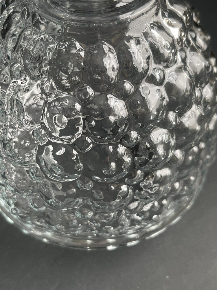 Globe Ceiling Raised Bubbles Vintage. Clear, EUC. 6”H; 3.125” Opening. EUC