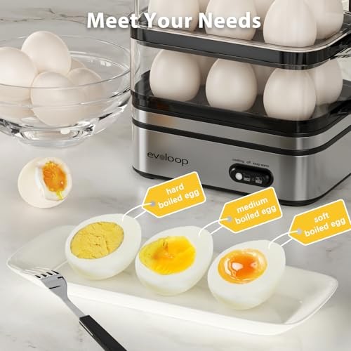 Rapid Egg Cooker Electric 12 Eggs Capacity, Soft, Medium, Hard Boiled, Silver