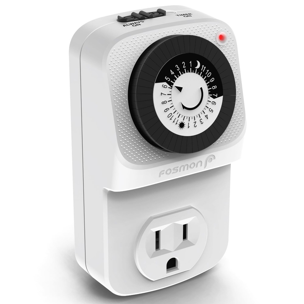 Fosmon 24 Hour Outlet Timer for Electrical Outlets, Indoor Mechanical White