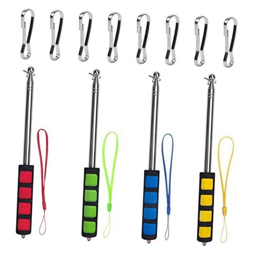 Enjoyist 4-Pack Assorted Color Telescoping Handheld Flagpole, Extendable