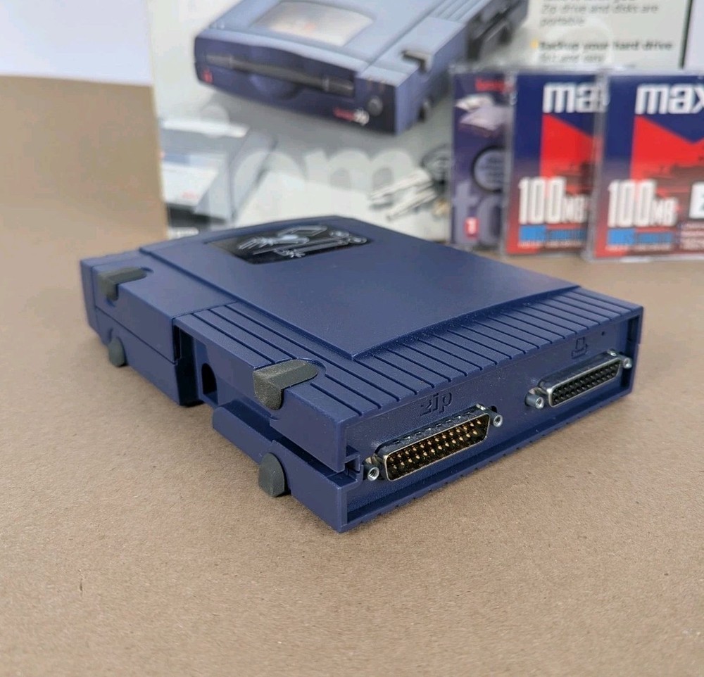 Iomega Zip 100 Parallel Port External Drive System Bundle Z100P2 TESTED VG