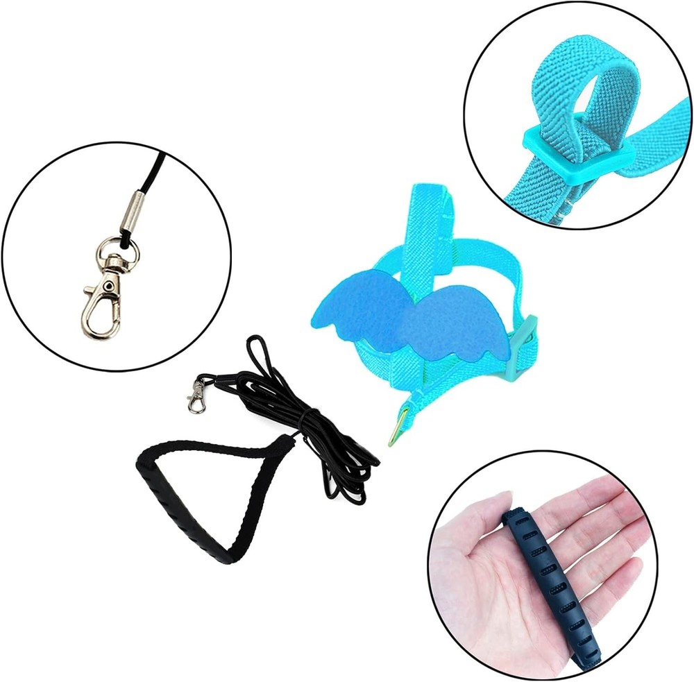 Light Blue Adjustable Bird Harness & Leash for Medium Parrots - Anti-Bite Design