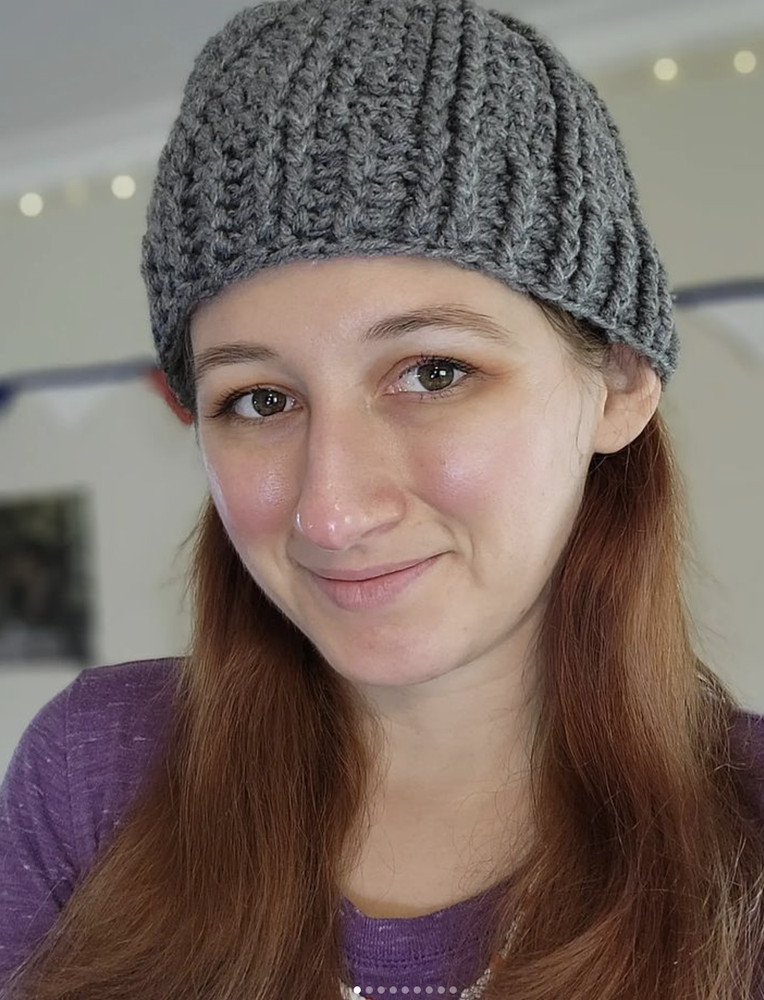 Grey Crochet Ribbed Beanie