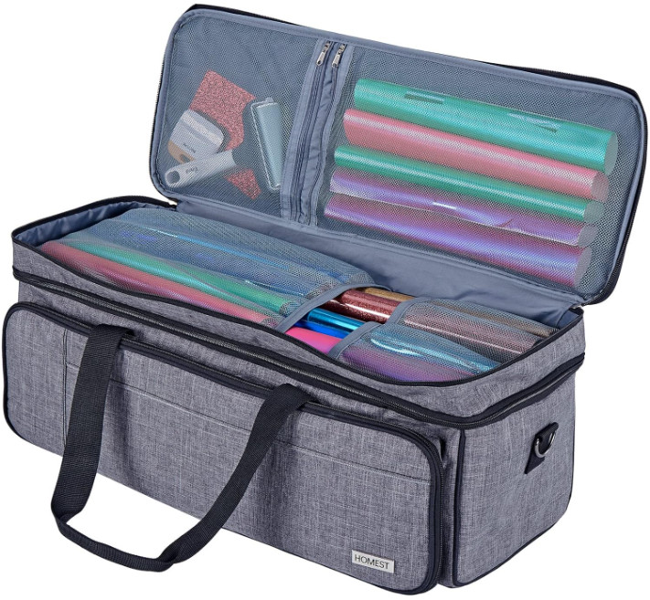 Double Layer Case with Mat Pocket for Cricut Maker 3/Explore 3, Grey, Bag Only