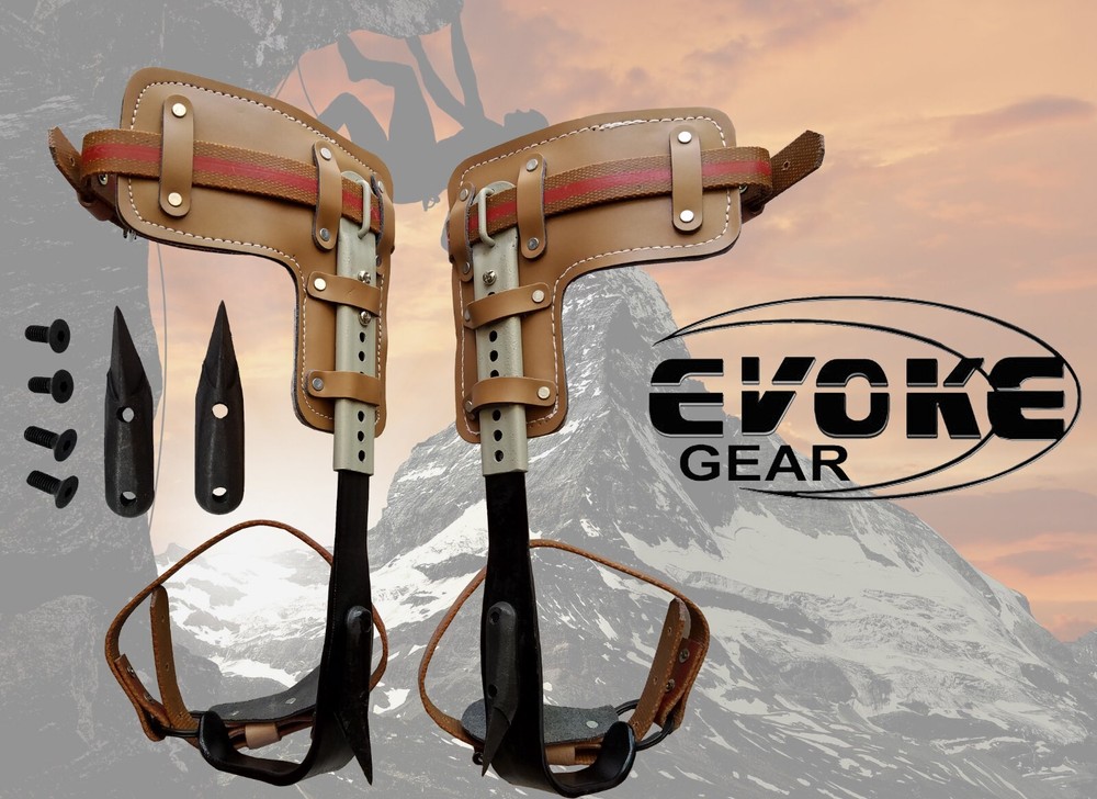 Tree Climbing Spike Set Pole Climbing Spurs Adjustable Short Graff + Extra Graff