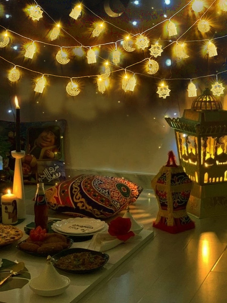 Ramadan Eid String Light- 9.8ft 20LEDs 9.8 feet, Golden Multiple Shapes 1