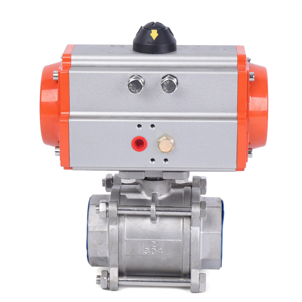 2" Pneumatic Air Actuated Stainless Ball Valve Single Acting Spring Return NEW