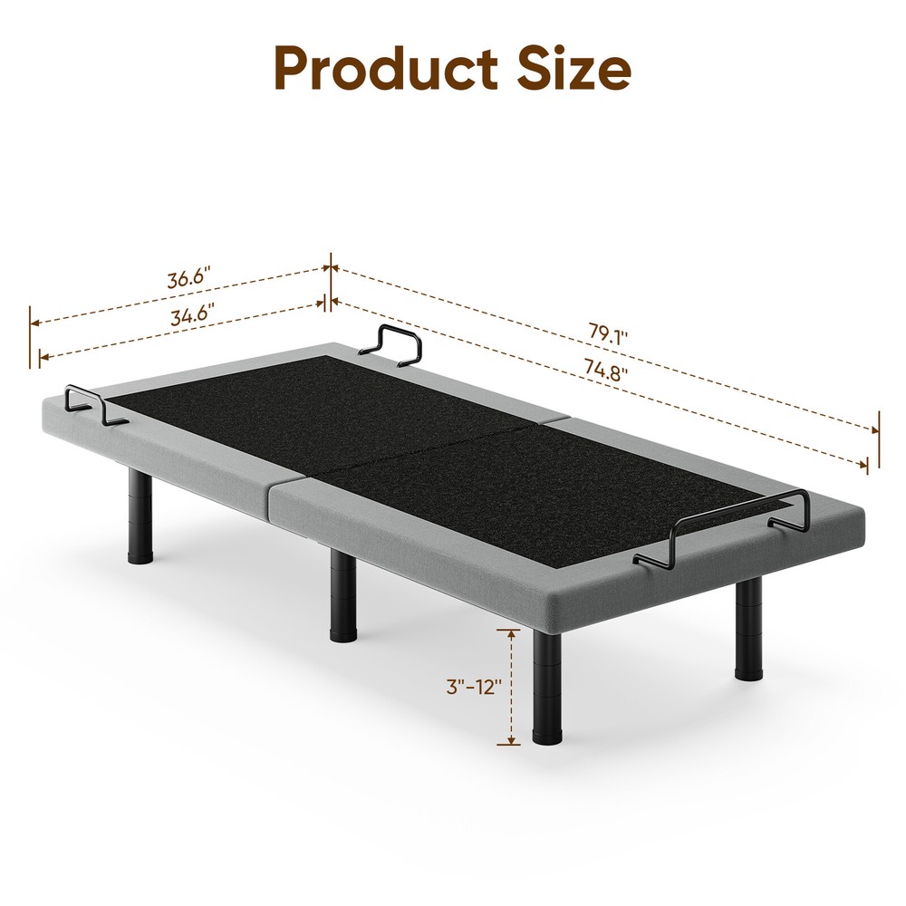 Verinch Adjustable Bed Frame With Massage Power Base Remote USB Split King Size