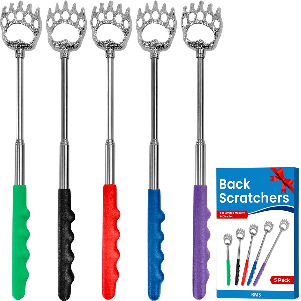 Telescoping Back Scratcher 5 Pack Extendable Claw Metal Multicolor Telescope