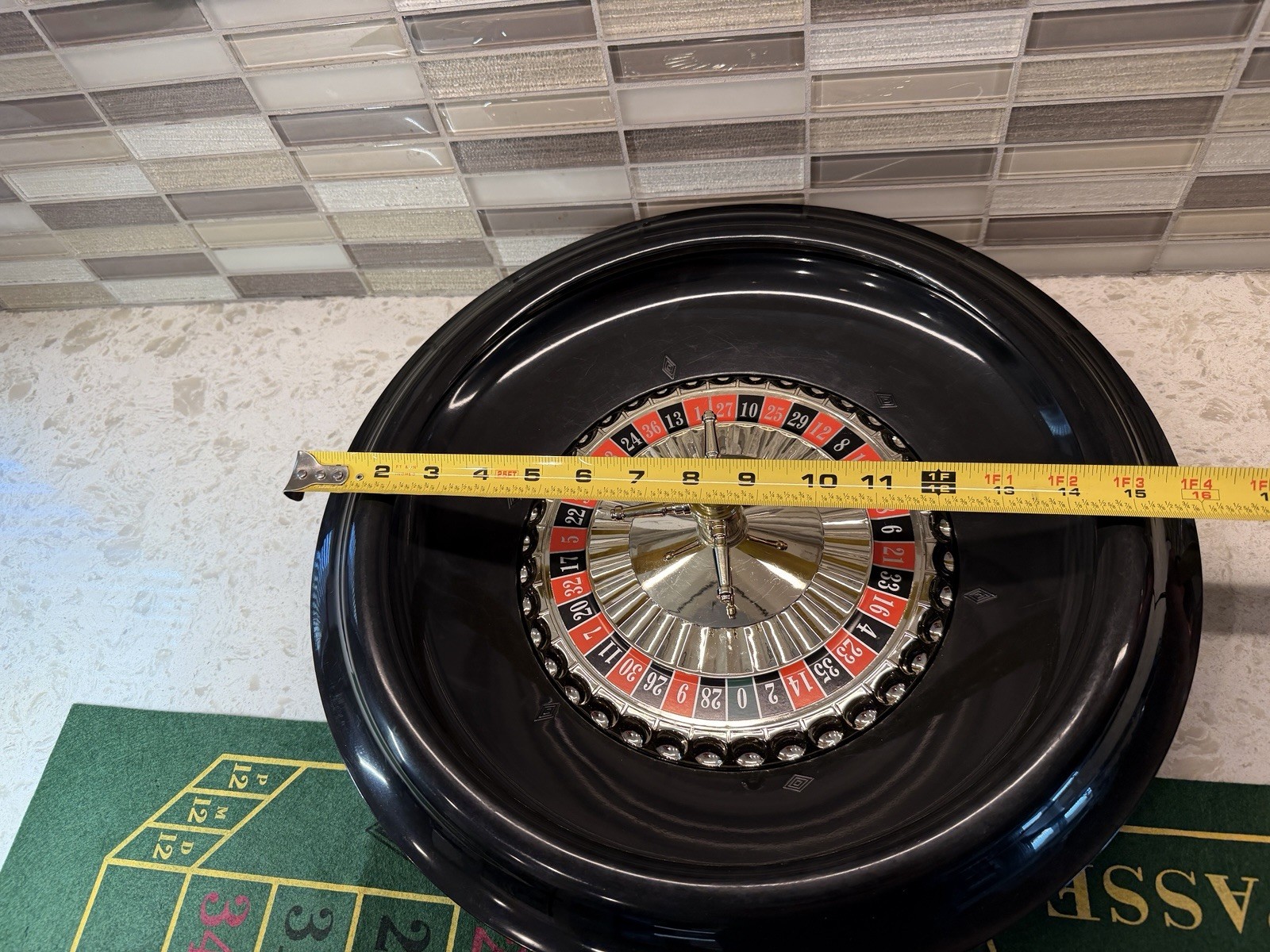 16 Inch Roulette Wheel Game Set with Game Layout, Mini Chips, Rake