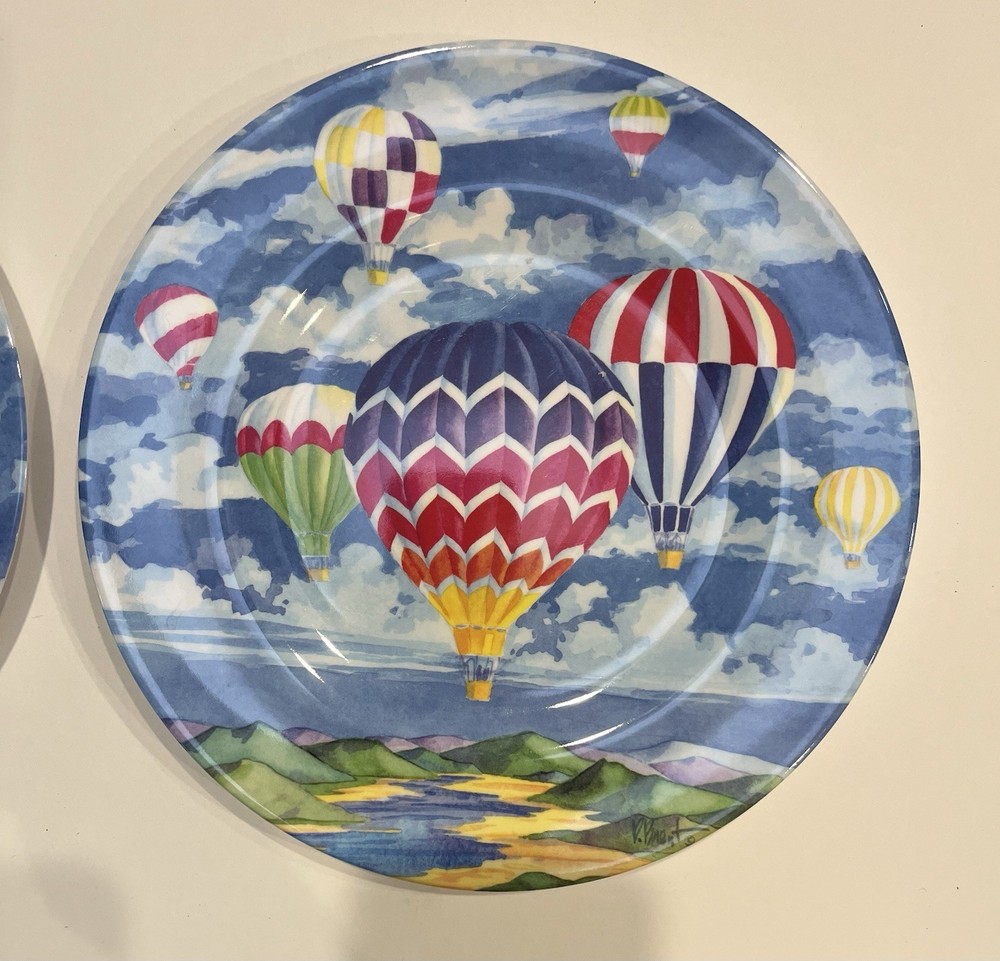 Two Sakura Evolution Melamine Hot Air Balloons Salad / Side Plate 8.5" Diameter