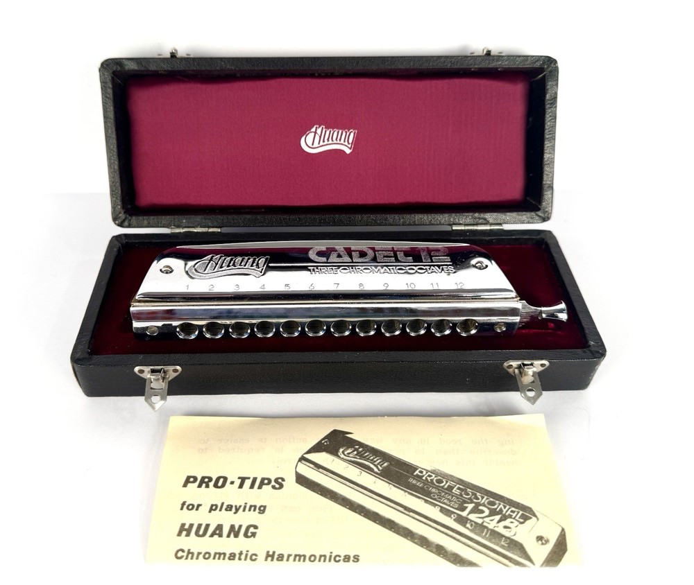 HUANG CADET 12 THREE CHROMATIC OCTAVES HARMONICA with ORIGINAL CASE!