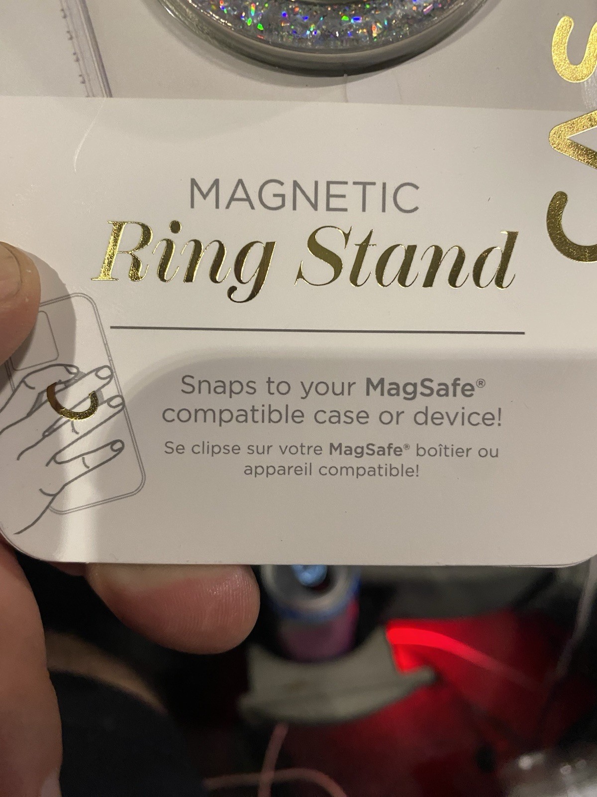 Case-Mate Magnetic Phone Grip Ring Stand Sparkle Diamond Bling New In Box