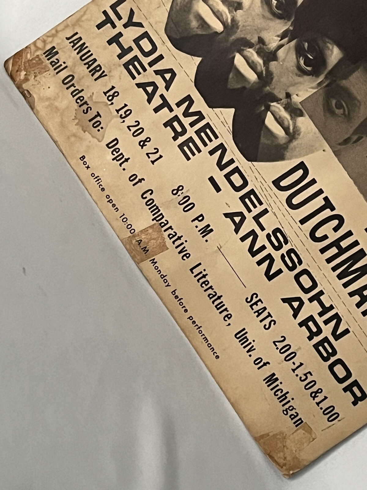 Vintage Rare 1964 LeRoi Jones Amiri Baraka DUTCHMAN U. Of Michigan Flyer Poster