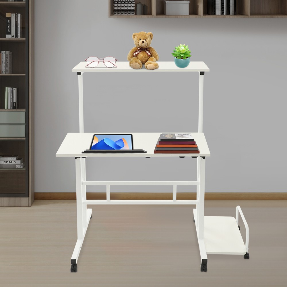 White Computer Desk, Multi Functional Foldable Desk, Adjustable Computer Table