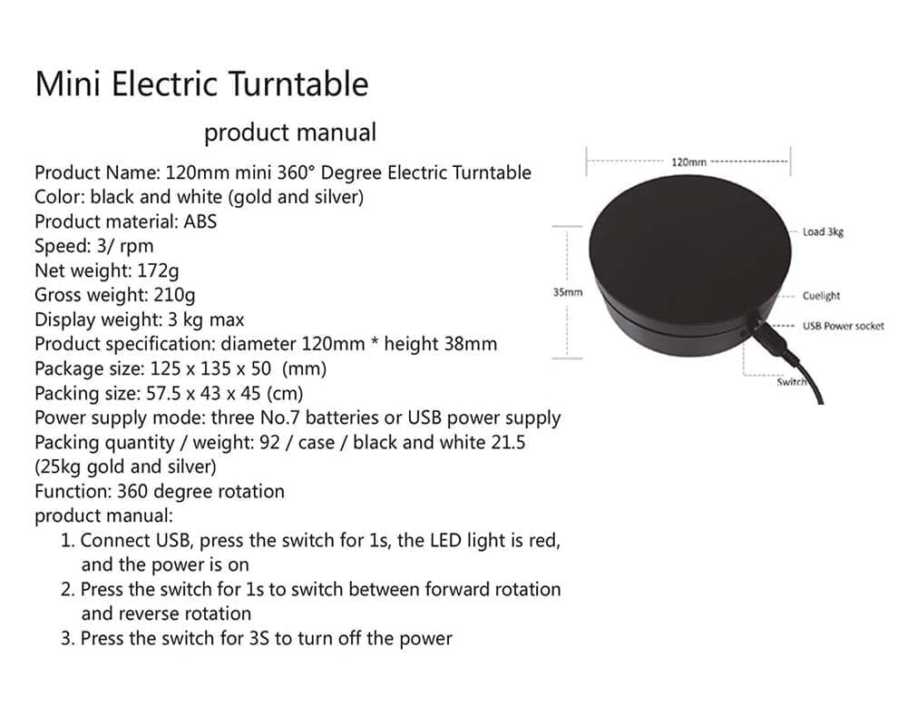 Mini Turntable Display 4.75″ – White for 1:64 / 1:43 Scale Models - E12-WH