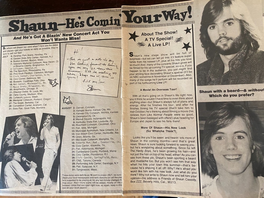 Shaun Cassidy, Two Page Vintage Clipping