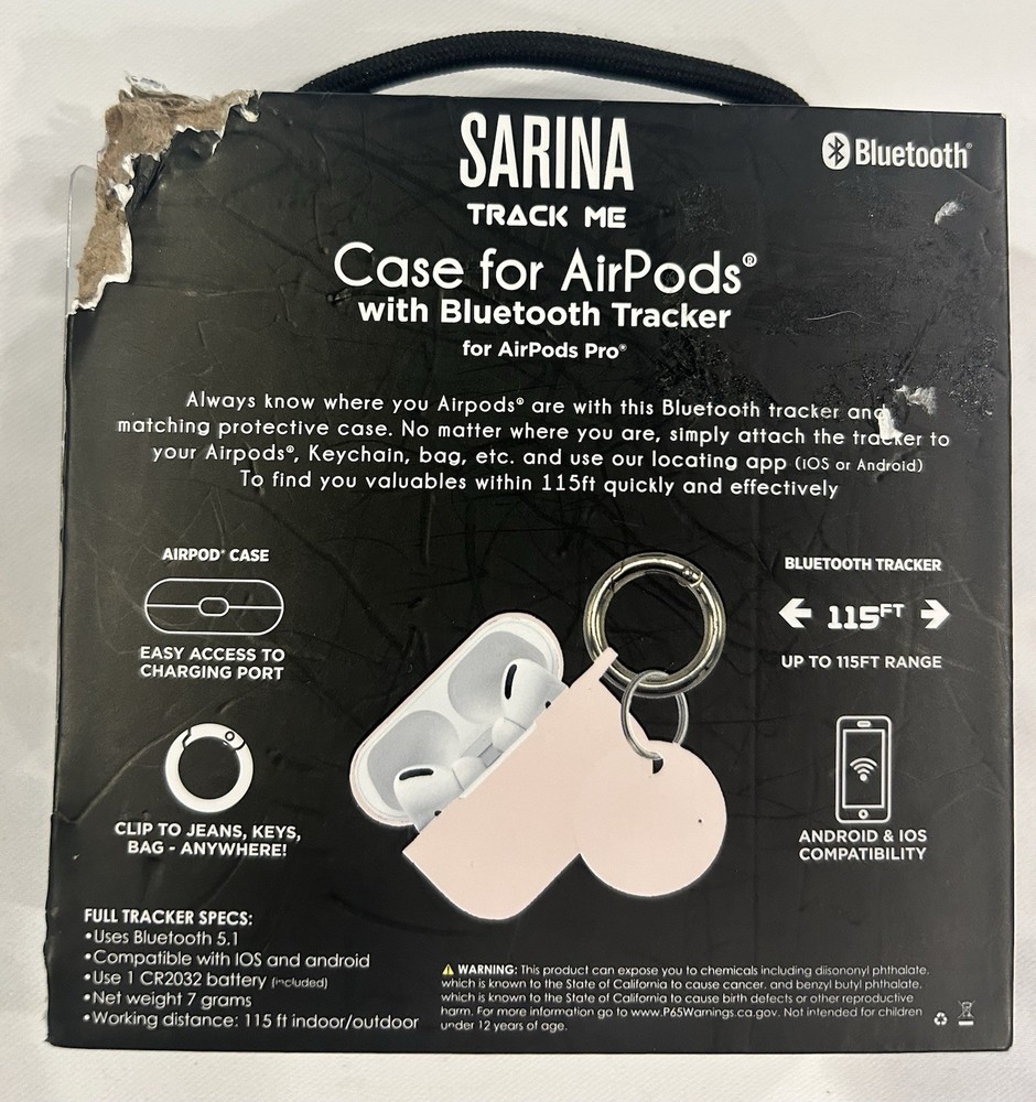 Sarina Track Me Case For AirPod Pros With Bluetooth Tracker