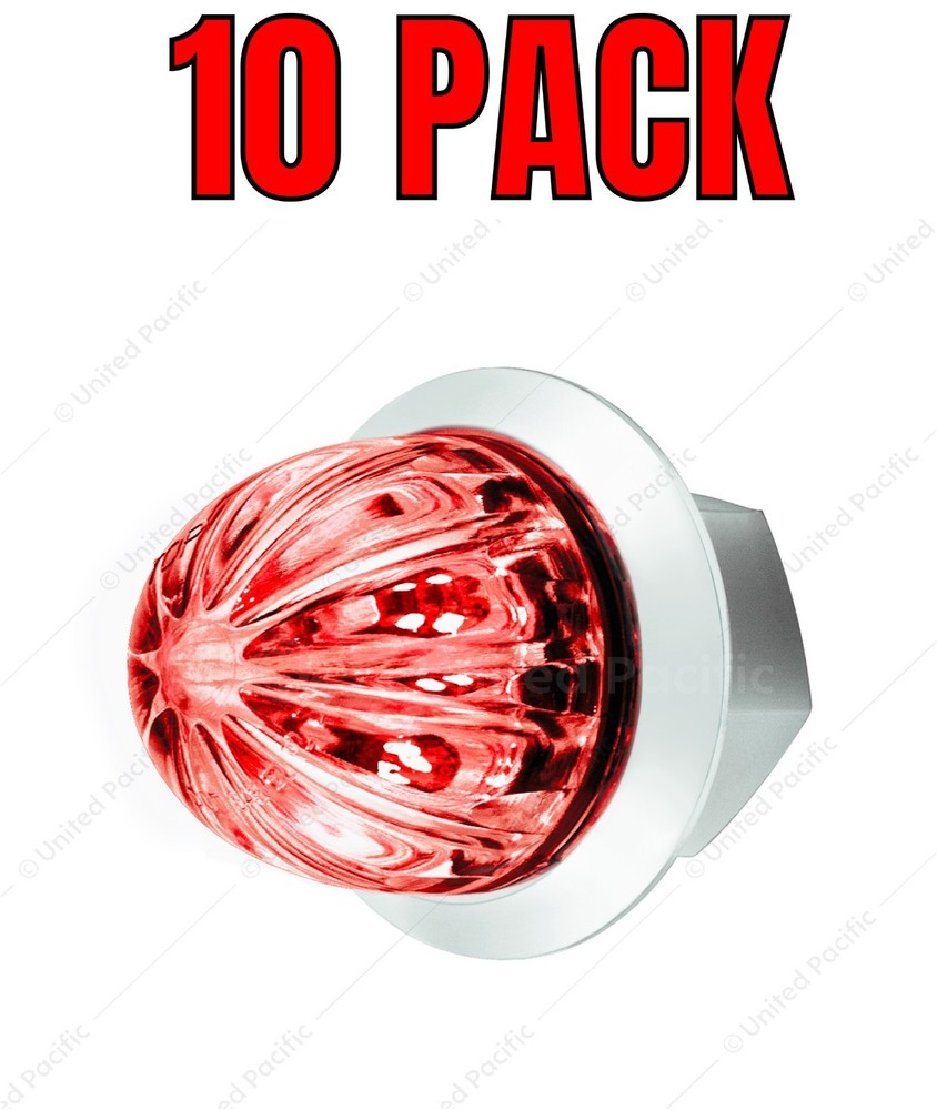 (10) Red LED/Clear Lens Dual Function Mini Watermelon Lights 1 1/8"