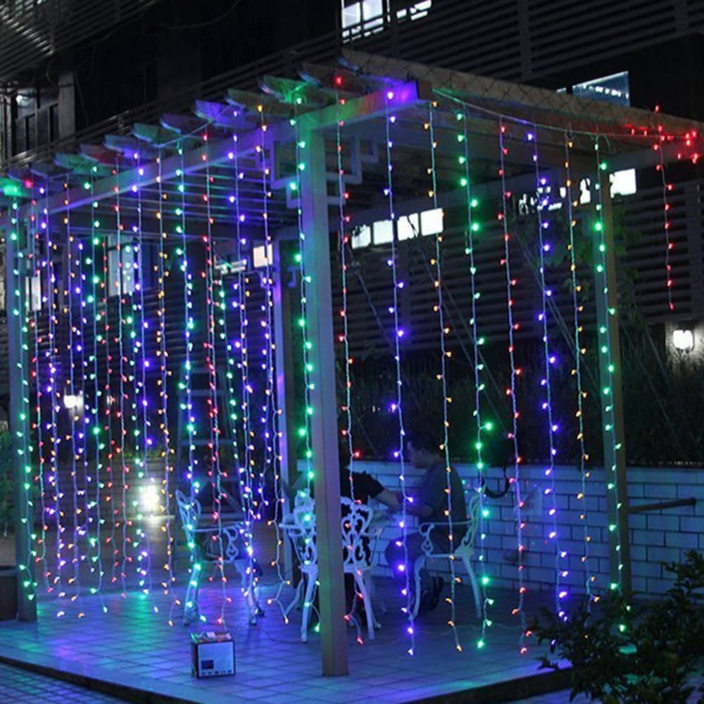 Elegani 300 LED Multicolor Curtain String Light with Remote, 8 Modes, 9x9ft