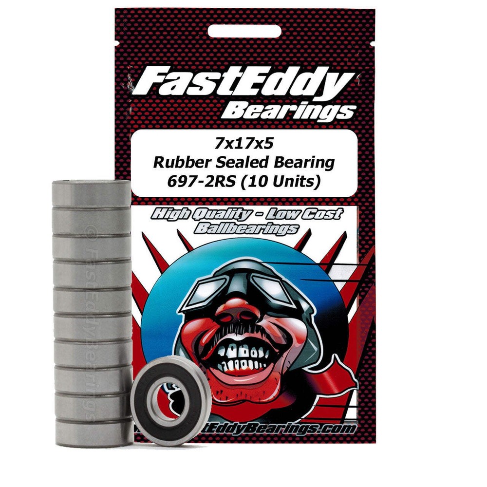 7x17x5 Rubber Sealed Bearing 697-2RS 10 Units