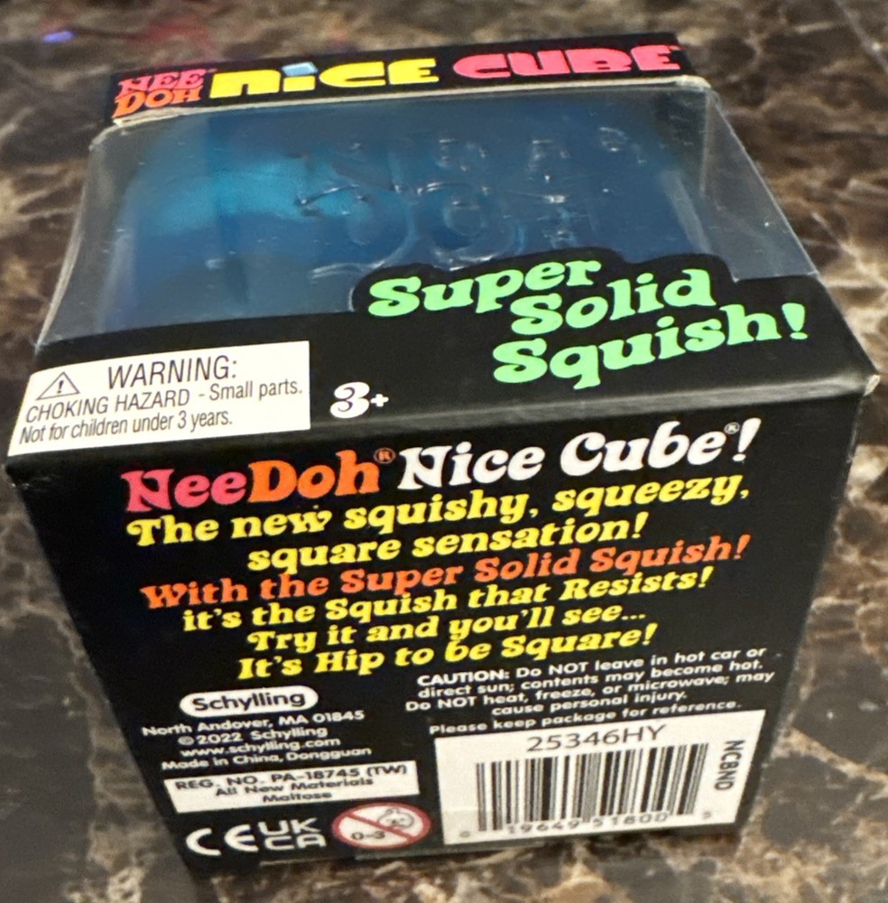 Nee Doh Nice Cube - Super Solid Squish! (Blue) - Brand New/Factory Sealed!